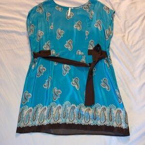 Turquoise paisley 100% silk dress